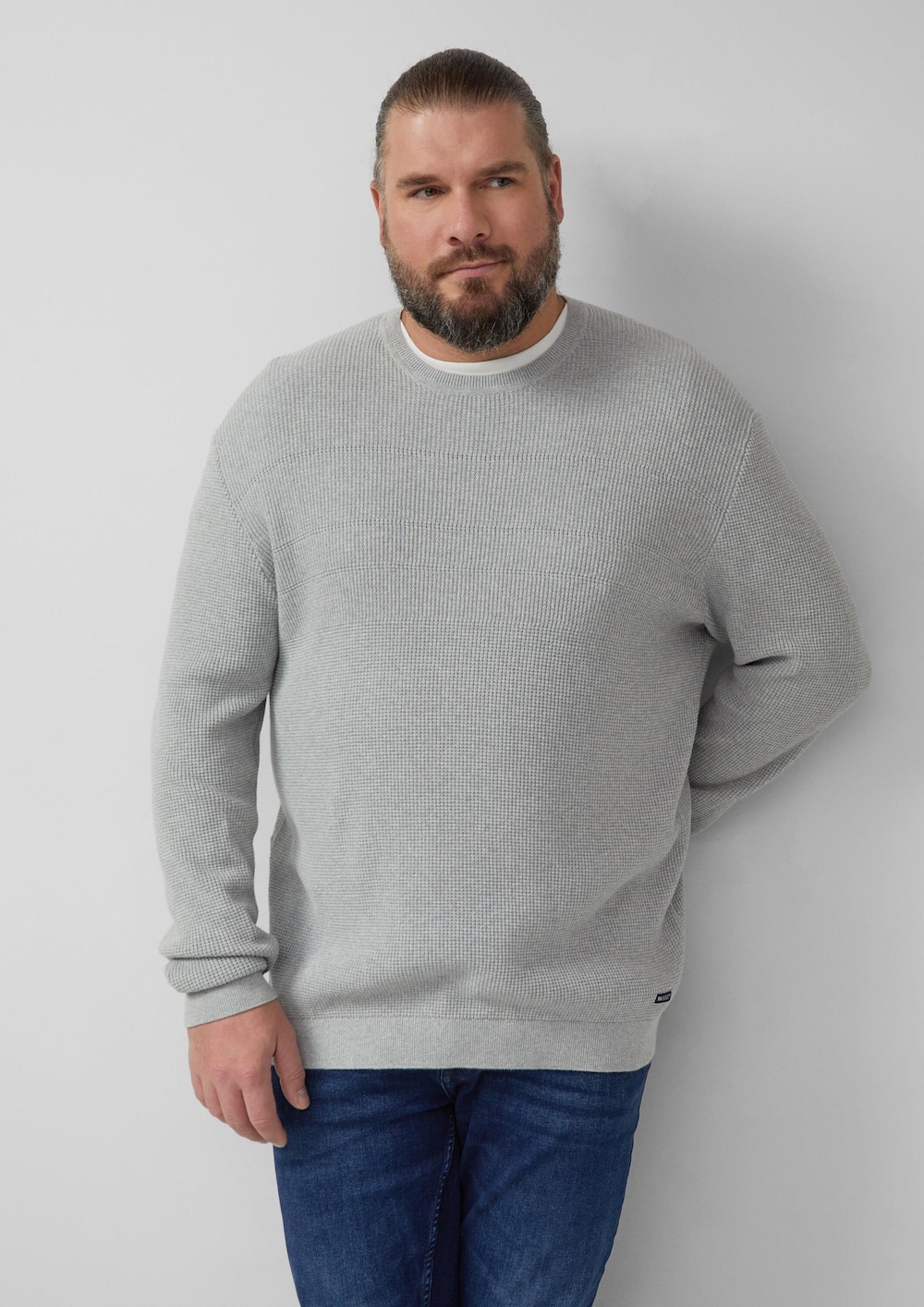 Strukturmix-Pullover aus reiner Baumwolle