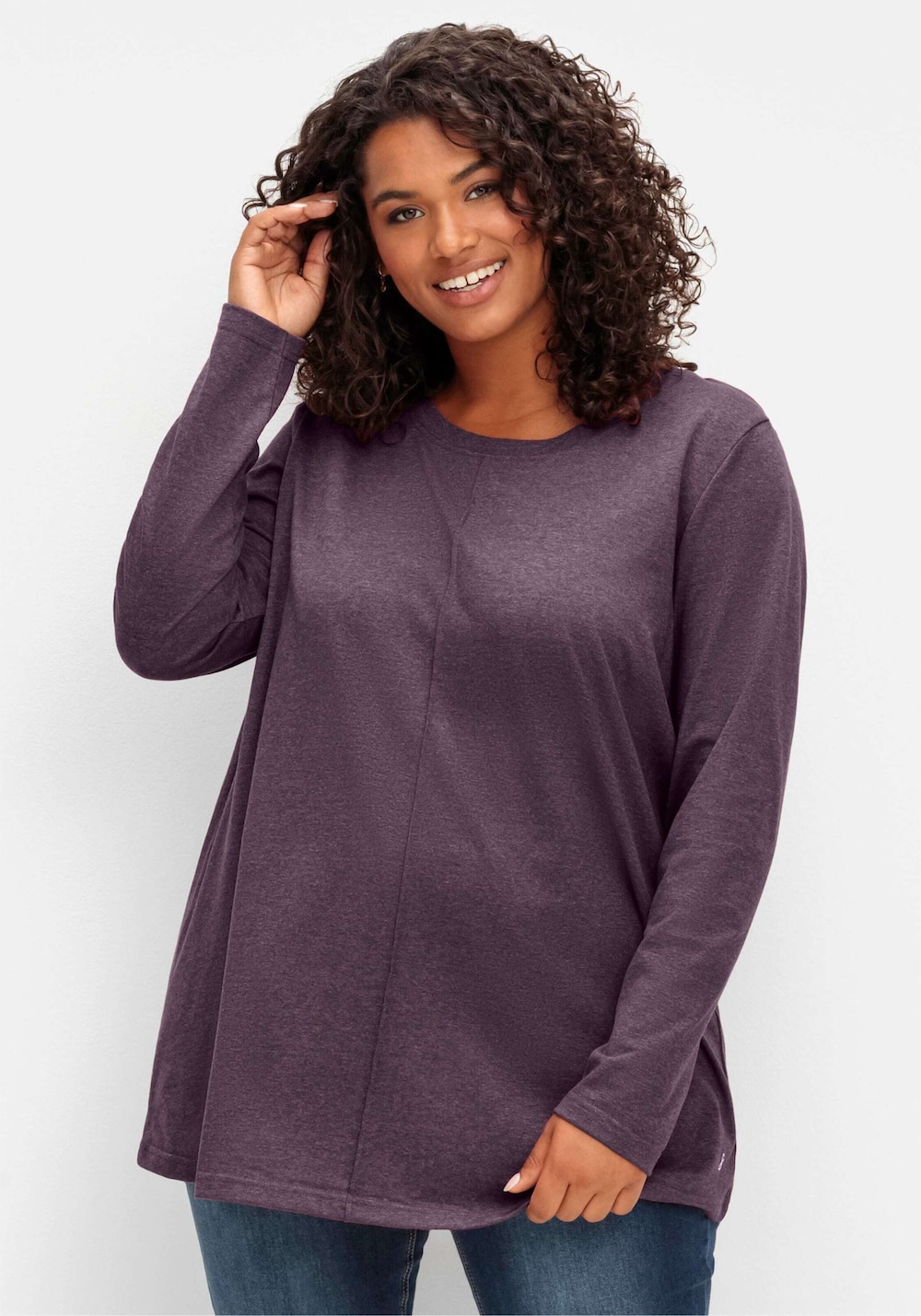 Langarmshirt Langarmshirt in A-Linie, fein meliert Langarm Meliert