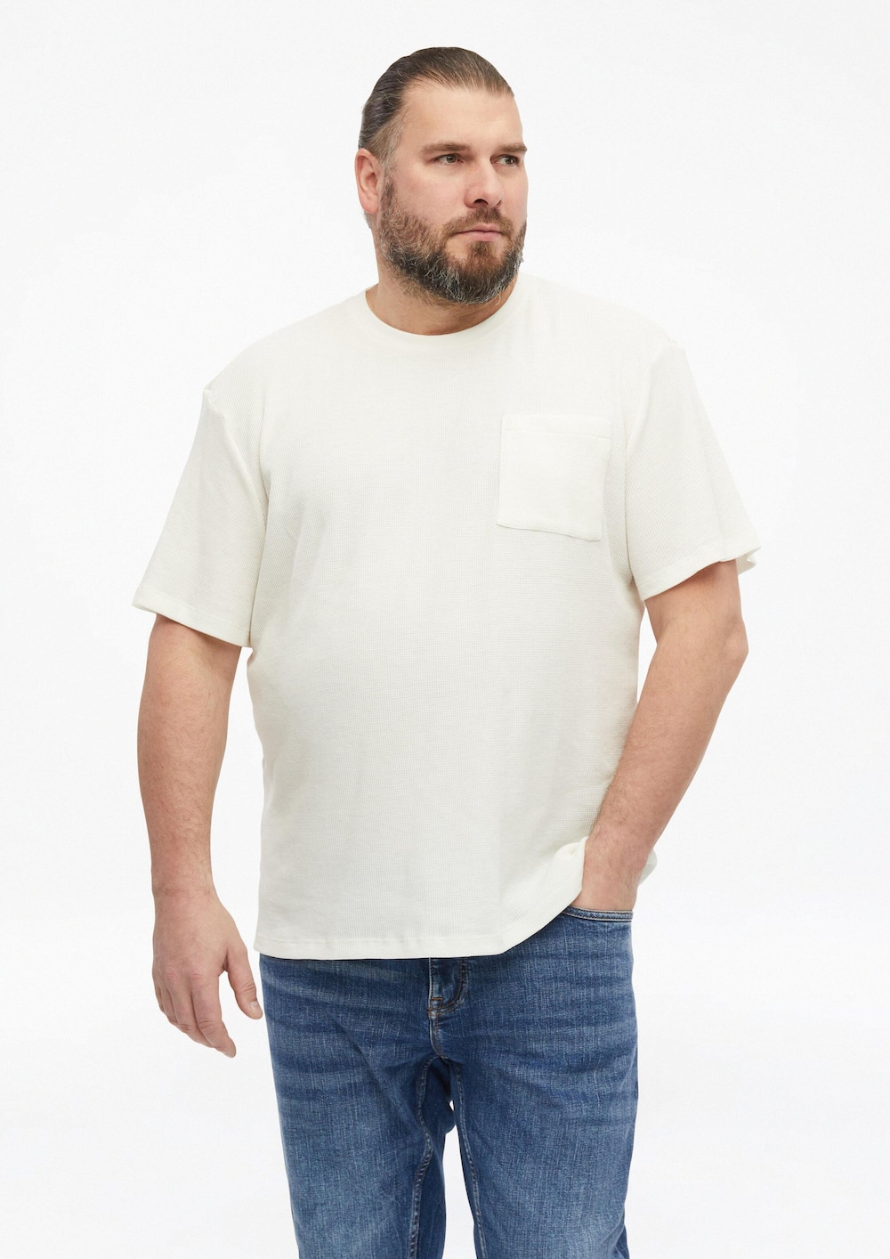 Waffelpiqué-T-Shirt mit Brusttasche