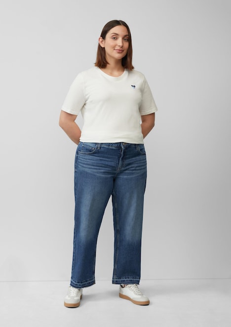 Cropped Jeans / Mid Rise / Straight Fit / mit Saumdetails