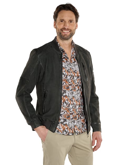 engbers Herren Lederjacke  aus Nubuk-Leder , Dunkelgrau