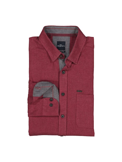 engbers Herren Lnagarm-Hemd uni , Feuerrot