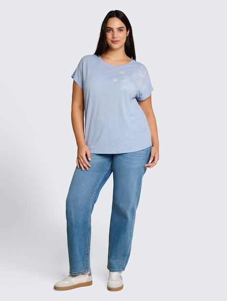 T-Shirt mit Leinenanteil