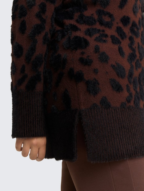 Loose Fit Cardigan mit Leo-Muster