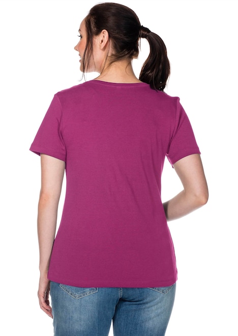 T-Shirt Kurzarm Uni Ohne Kragen
