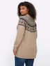 Langarm-Pullover Jacquardpullover im Norweger-Stil Langarm Stehkragen