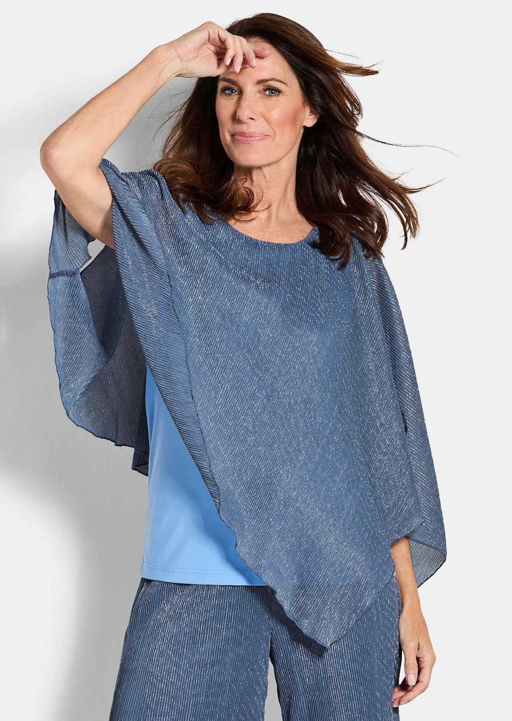 Asymmetrisches Blusenshirt mit Glanzgarn