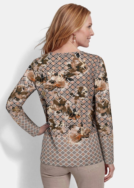 Jersey shirt met ruitjesprint