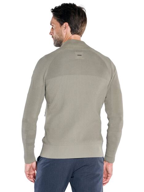 engbers Herren Strickjacke mit Strukturwechsel , Gruen