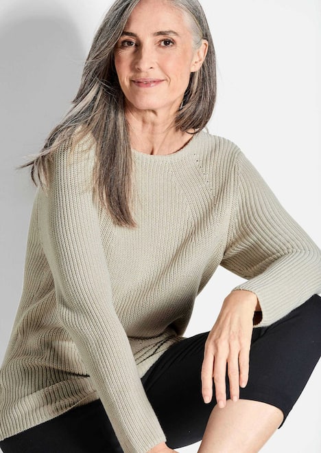 Figurschmeichelnder Pullover aus reiner Baumwolle