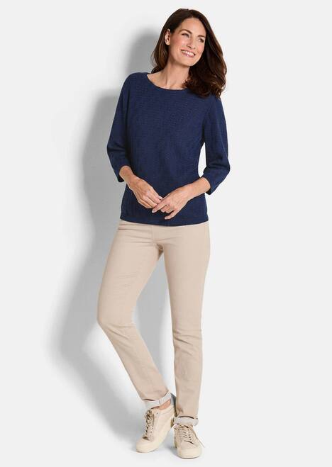 Halbarm Baumwollpullover mit Struktur