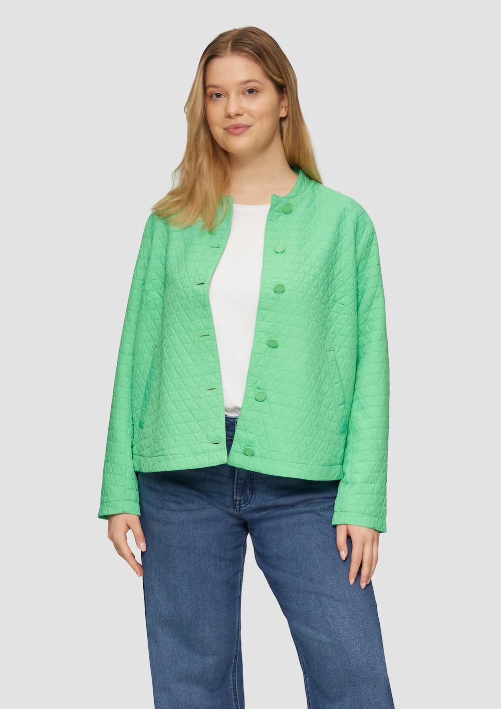 Strukturierter Blouson mit Stehkragen und Knopfleiste