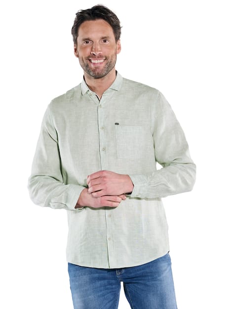 engbers Herren Langarm-Hemd aus Leinen , Hellgruen