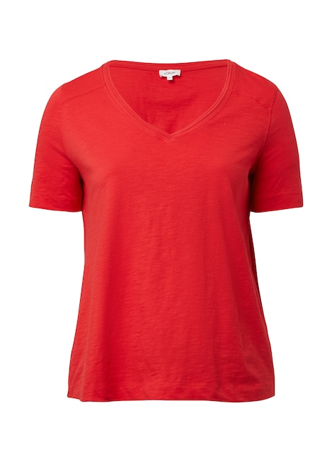 T-Shirt aus Flammgarn mit V-Ausschnitt