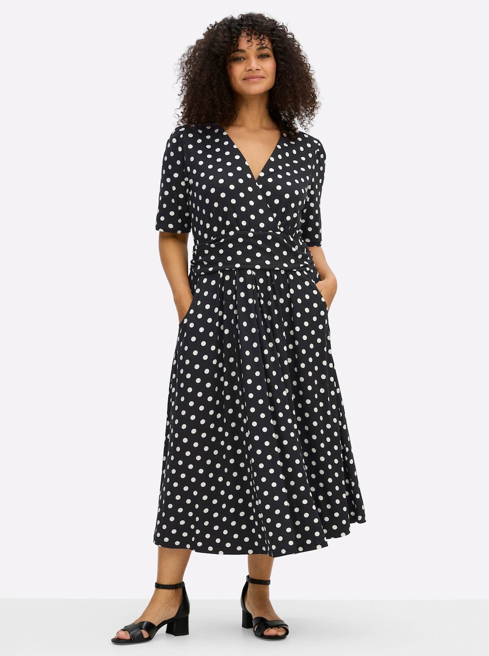Jersey-Kleid Jerseykleid mit Polka-Dots Kurzarm Ohne Kragen