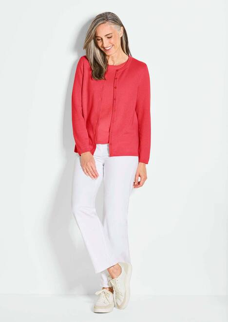 Kaschmirstrickjacke mit Rundhalsausschnitt