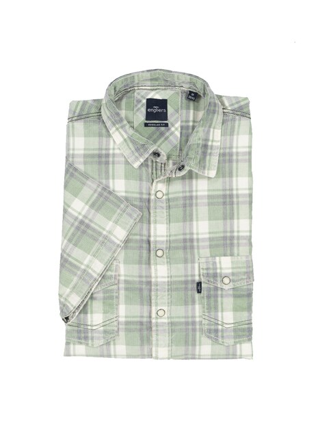Herren Kurzarm-Hemd kariert , Hellgruen