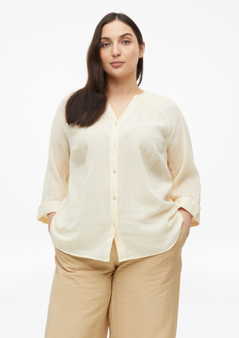 Semitransparente Bluse mit Struktur