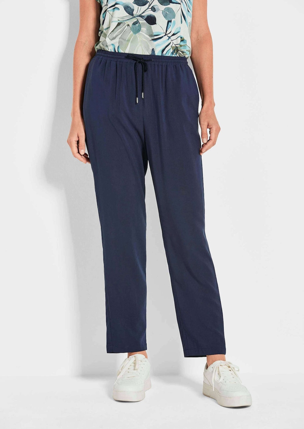 Effen blauwe stoffen broek SARA