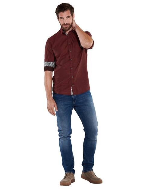 engbers Herren Langarm-Hemd strukturiert , Rot