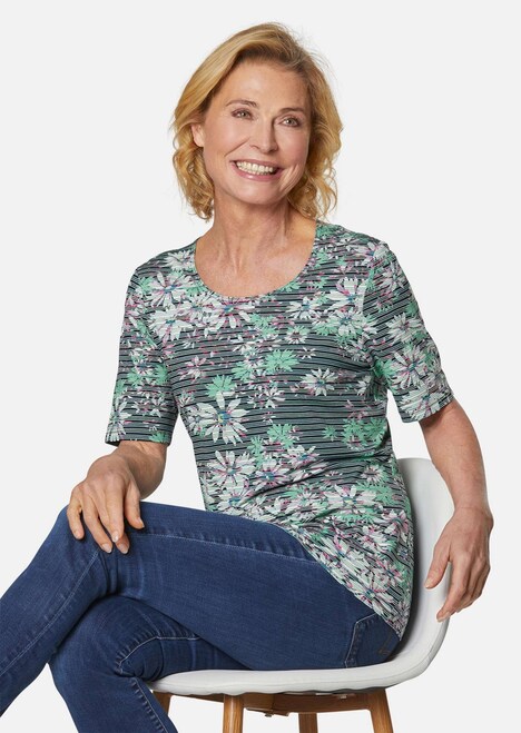 Gestreepte shirt met bloemmotief