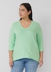 Jersey-T-Shirt mit Flammgarnstruktur und gerundetem Saum