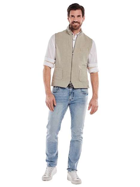 Herren Sakko-Weste mit Zipper , Ecru