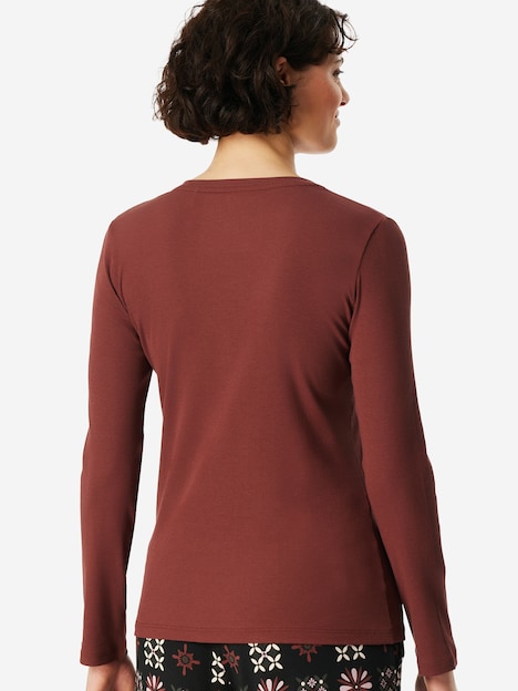 Schiesser Damen Pyjamaoberteil Mix + Relax - burgund