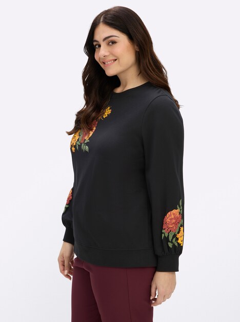 Sweatshirt Sweatshirt mit Blüten-Applikationen Langarm keine Angabe