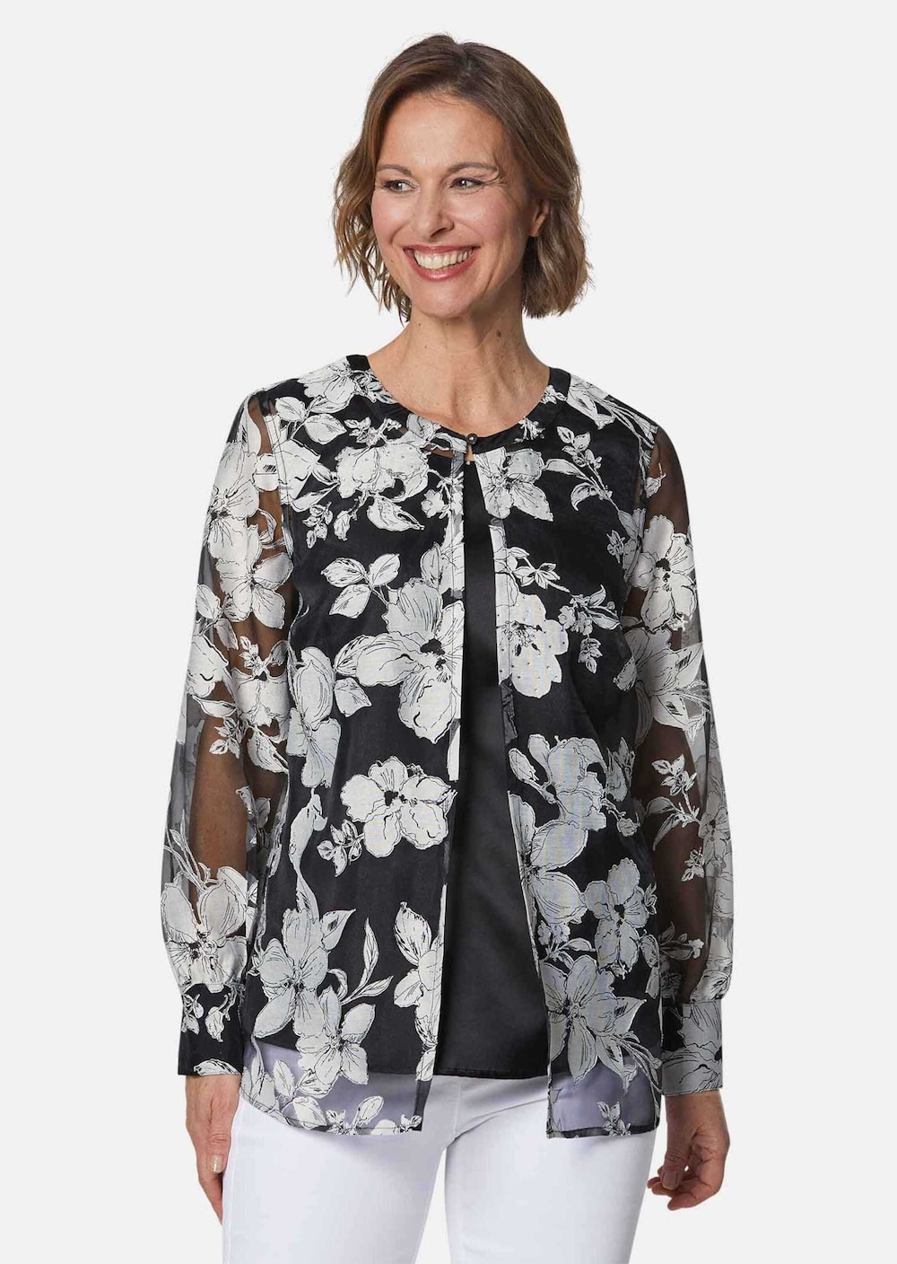 Blusen-Set aus floraler Ausbrennerware