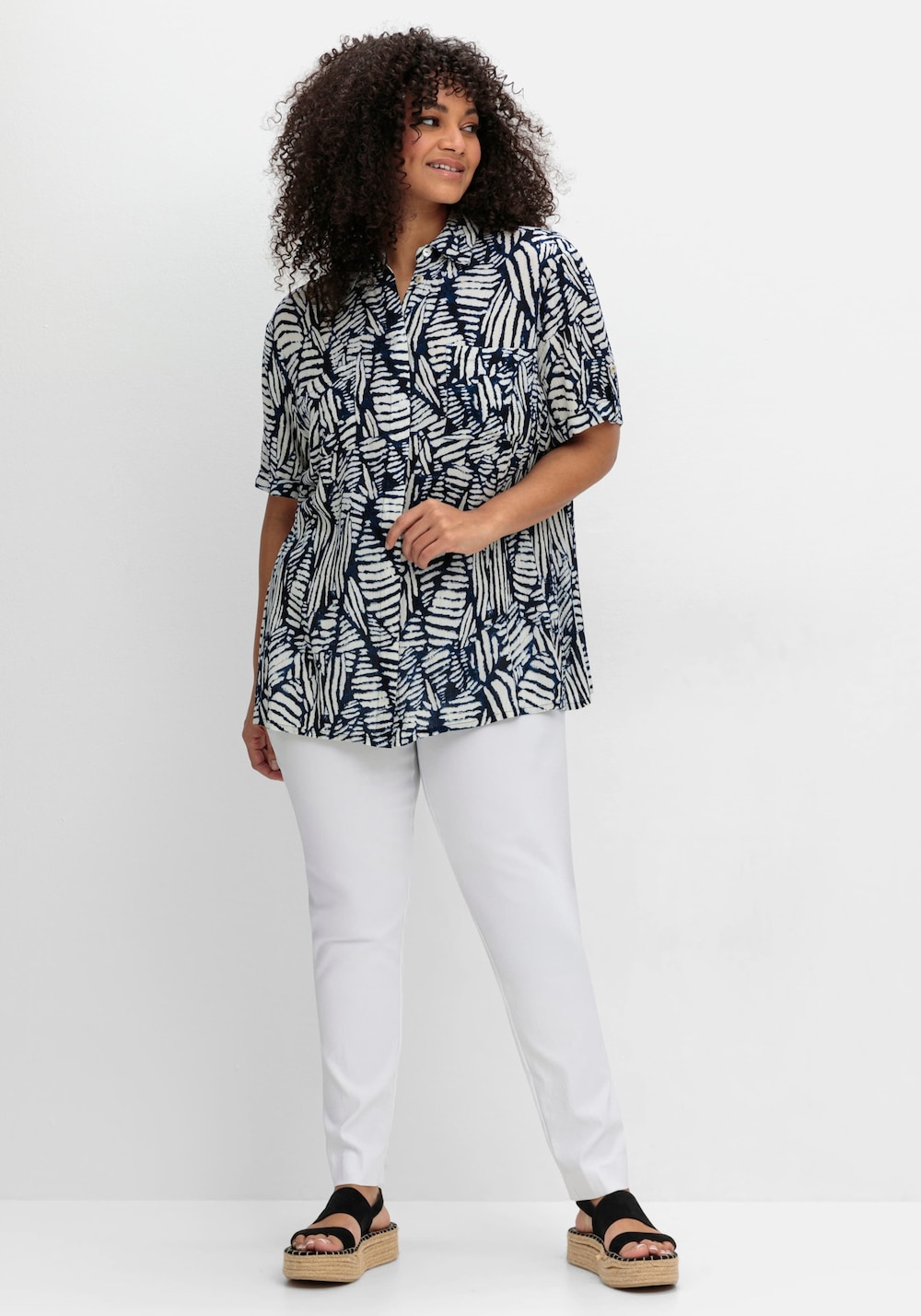 Kurzarmbluse Kurzarm Sonstiges Muster Hemdkragen