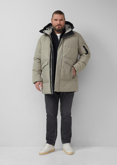 Wasserabweisender Puffer-Parka mit Kapuze und sportiven Details