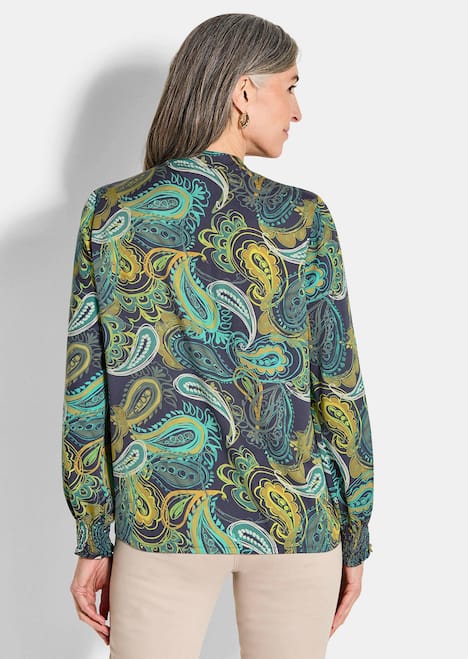 Viskose-Satin-Bluse mit Paisley-Muster