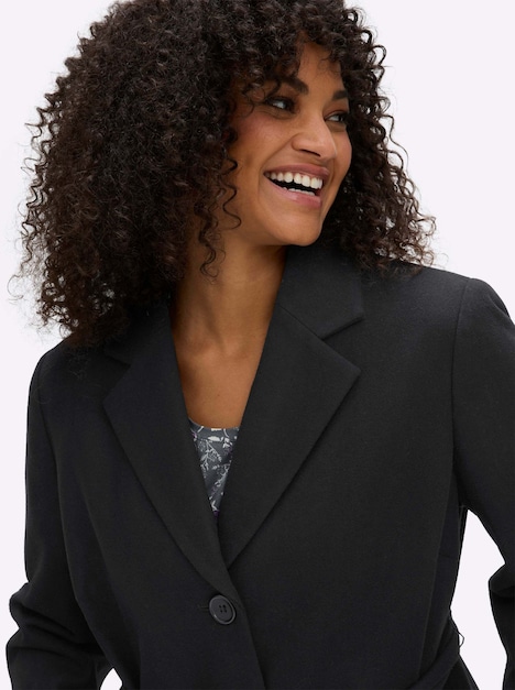 Woll-Jacke Wolljacke mit Bindegürtel Langarm Reverskragen