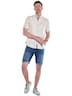 Herren Kurzarm-Hemd mit Leinenanteil , Beige