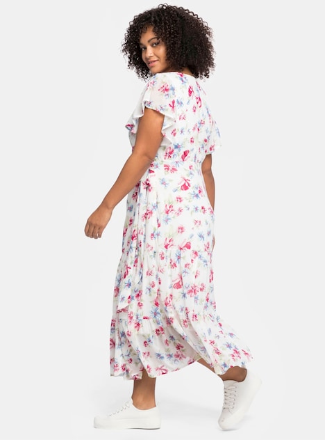 Chiffonkleid Kurzarm Mehrfarbig Mit Kapuze