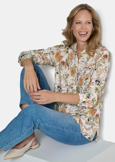 Viskosebluse mit floralem Muster
