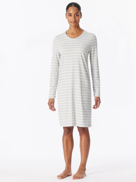 Schiesser Damen Nachthemd Casual Essentials - silbergrau-mel.