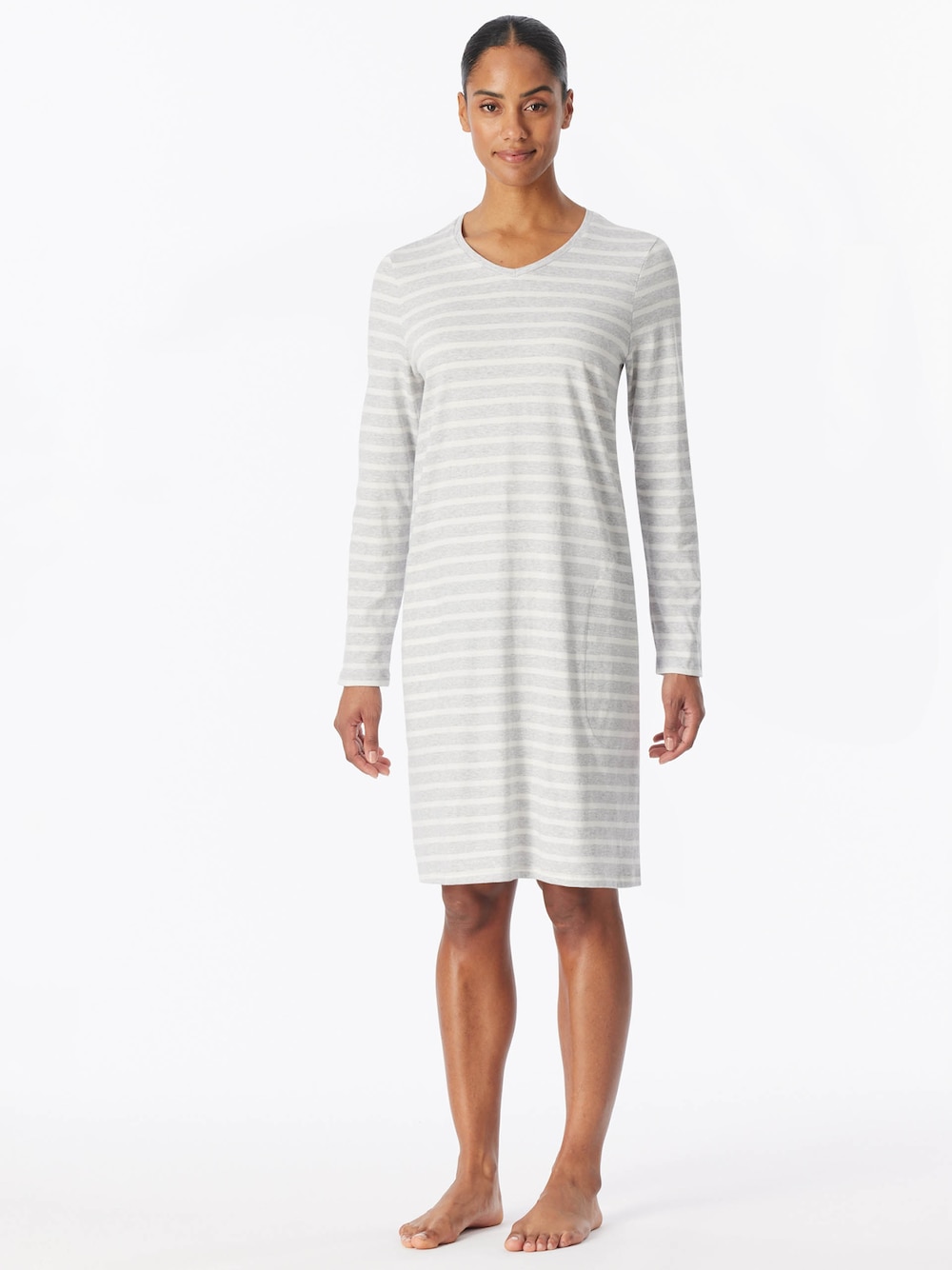 Schiesser Damen Nachthemd Casual Essentials - silbergrau-mel.