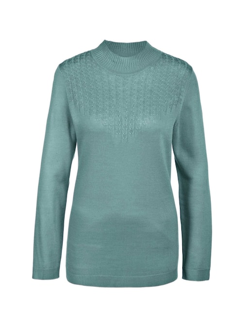 Eleganter Ajourpullover mit Stehbund
