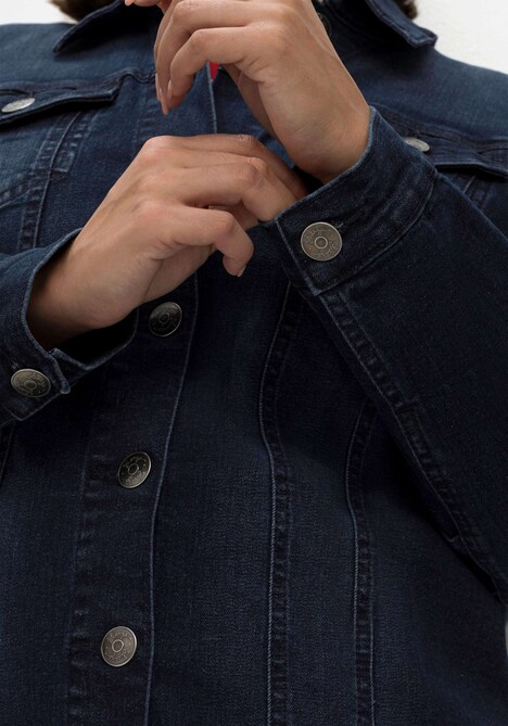 Jeansjacke Langarm Uni Hemdkragen
