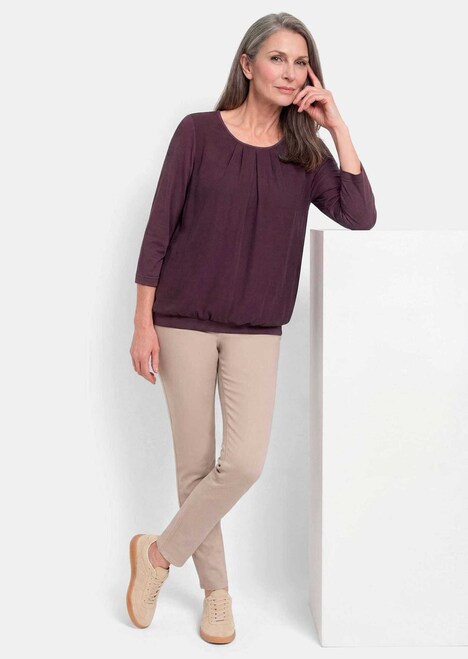 Chiffon-Shirt mit 3/4-Arm, Rundhals