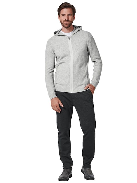 engbers Herren Strickjacke mit Kapuze , Silbergrau
