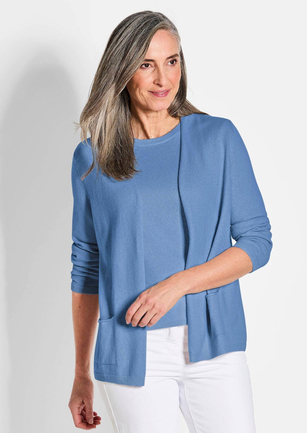 Kaschmir-Longstrickjacke