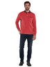 Herren Langarm-Shirt mit Polo-Kragen , Rot