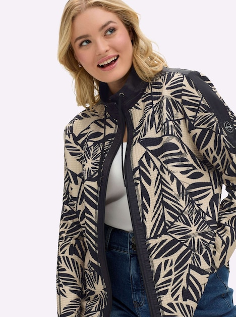 Jersey-Jacke Langarm Mehrfarbig Stehkragen