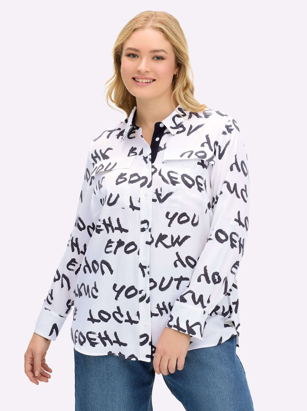 Bluse Langarm Sonstiges Muster Hemdkragen