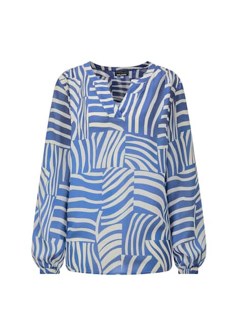 Grafische Viskosebluse mit Schlitz