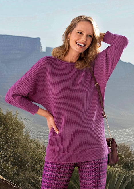 Fledermausärmel-Pullover, Schurwolle