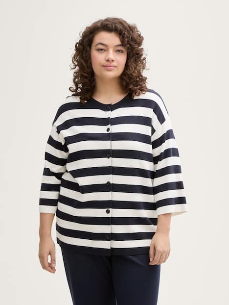 Tom Tailor Women PLUS Pullover & Strickjacken Plus Size - Cardigan mit Streifenmuster